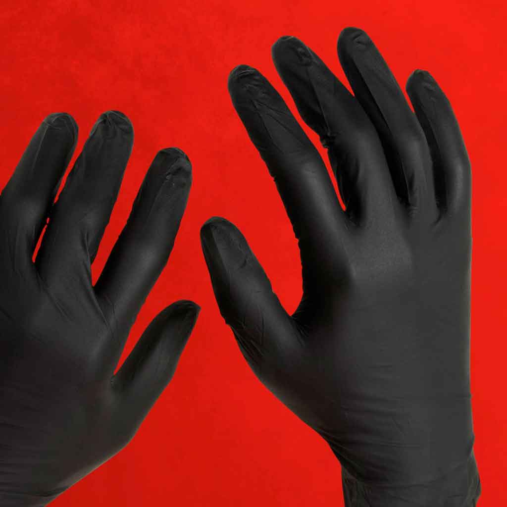 NIGHT ANGEL Black Nitrile Exam Gloves 4 mil Powder Free - Image 3
